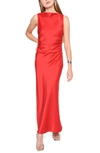 Wayf Sleeveless Satin Midi Dress In Red