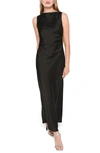 Wayf Sleeveless Satin Midi Dress In Black