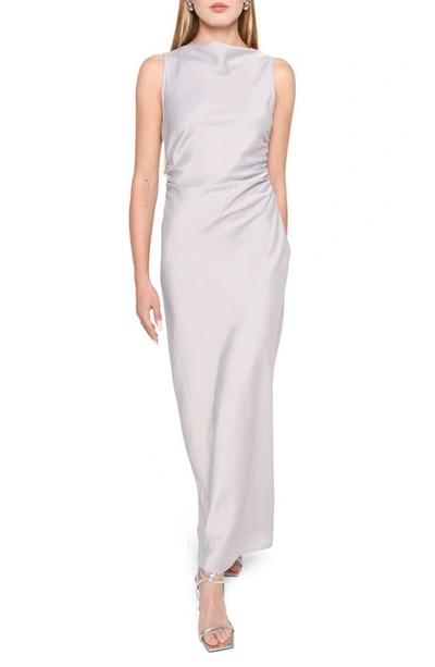 Wayf Sleeveless Satin Midi Dress In Silver