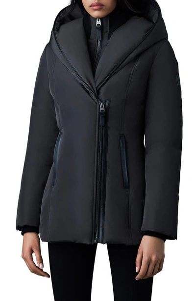 Mackage Adali Hooded Water Repellent Down Jacket In Carbon