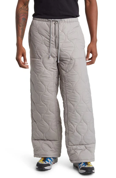 Tombogo Quilted Double Knee Pants In Grey