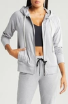 Zella Restore Soft Full Zip Hoodie In Grey Limestone