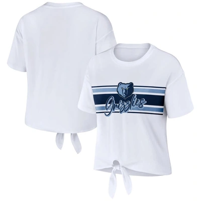 Wear By Erin Andrews White Memphis Grizzlies Tie-front T-shirt