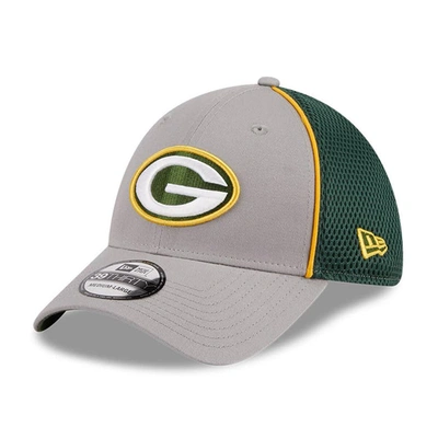 New Era Gray Green Bay Packers  Pipe 39thirty Flex Hat In Gray,green