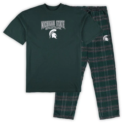 Profile Men's Green Michigan State Spartans Big Tall 2-pack T-shirt Flannel Pants Set In Green Blac