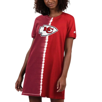 Starter Red Kansas City Chiefs Ace Tie-dye T-shirt Dress
