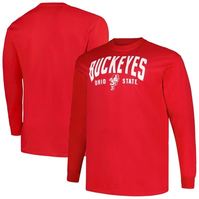 Champion Men's  Scarlet Ohio State Buckeyes Big And Tall Arch Long Sleeve T-shirt