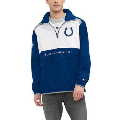 Tommy Hilfiger Men's  Royal, White Indianapolis Colts Carter Half-zip Hooded Top In Royal,white