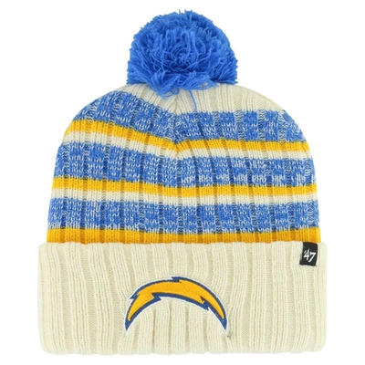 47 '  Natural Los Angeles Chargers  Tavern Cuffed Knit Hat With Pom In Cream