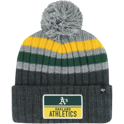 47 ' Gray Oakland Athletics Stack Cuffed Knit Hat With Pom