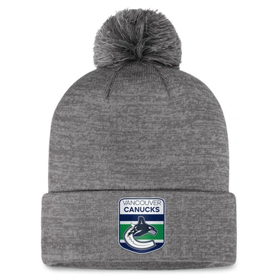 Fanatics Branded  Gray Vancouver Canucks Authentic Pro Home Ice Cuffed Knit Hat With Pom