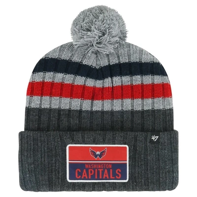 47 ' Gray Washington Capitals Stack Patch Cuffed Knit Hat With Pom