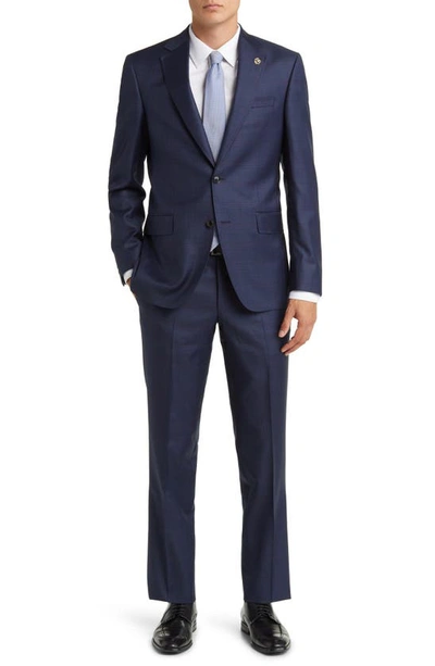 Ted Baker Jay Slim Fit Plaid Wool Suit In Blue