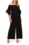 Adrianna Papell Organza Crepe Jumpsuit In Black