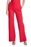 Commando Ceo Wide Leg Scuba Knit Trousers In Scarlet