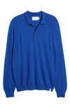 Peregrine Beauford Long Sleeve Wool Polo Sweater In Cobalt