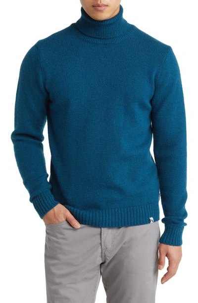 Peregrine Makers Stitch Merino Wool Turtleneck Sweater In Teal