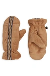 Ugg Tasman Suede Mittens In Chestnut