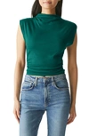 Michael Stars Amara Ruched Cowl Neck Rib T-shirt In Ivy