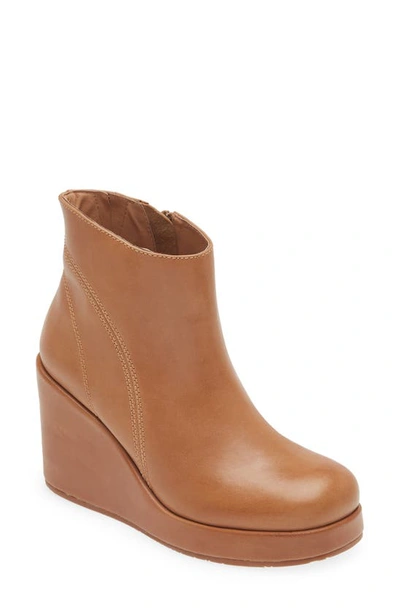 Chocolat Blu Penny Wedge Bootie In Chestnut Leather