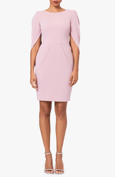 Betsy & Adam Melania Drape Back Sheath Dress In Rose