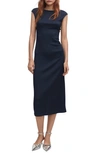 Mango Back Cutout Satin Dress In Grey