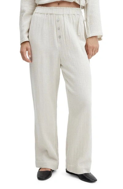 Mango Cotton Pajama Pants In Beige