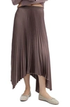Mango Handkerchief Hem Pleat Skirt In Medium Brown