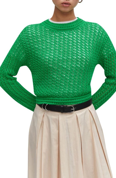 Mango Open Stitch Crop Sweater In Pastel Green