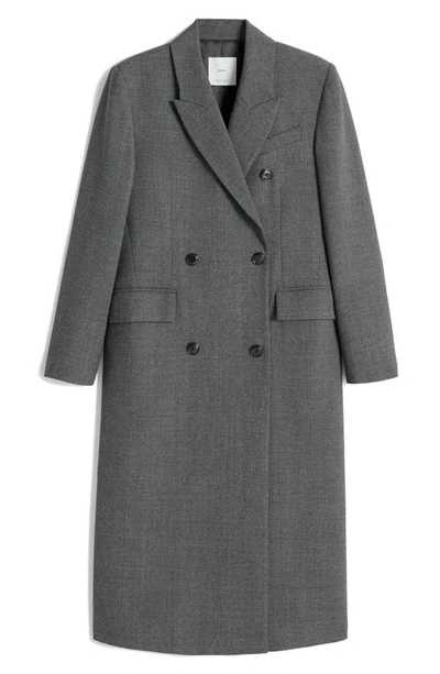 Mango Double Breasted Coat In Grey
