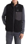Taion Reversible High Pile Fleece & 800 Fill Power Down Quilted Vest In Black/black
