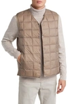 Taion Quilted Packable Water Repellent 800 Fill Power Down Vest In Khaki