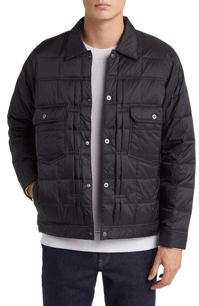 Taion Quilted Packable Water Repellent 800 Fill Power Work Jacket In Black