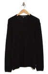 John Varvatos Cotton Slub Pullover Sweater In Black