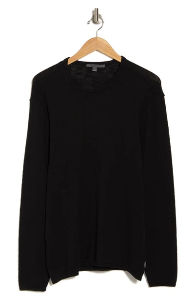 John Varvatos Cotton Slub Pullover Sweater In Black
