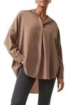 French Connection Rhodes Crepe Popover Shirt In Mocha Mousse
