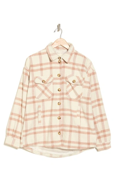 Thread & Supply Shirt Jacket In Light Pink White Plaid