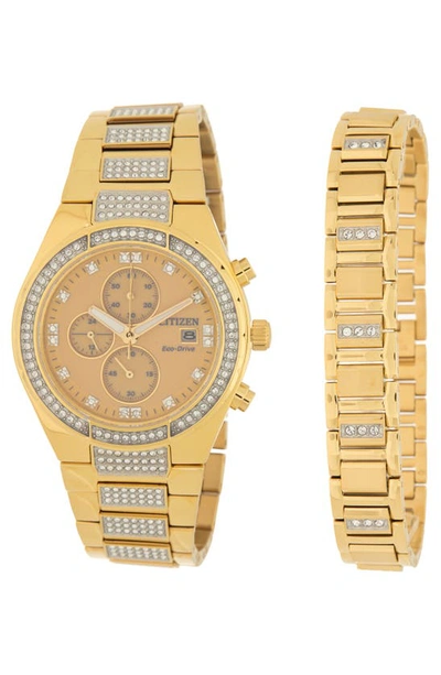 Citizen Eco-drive® Bracelet Watch & Bracelet Set, 42mm In Gold-tone