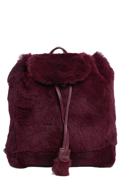 Longchamp Give Me A Hug Faux Fur Backpack In Plum