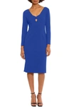 Donna Morgan For Maggy Keyhole Long Sleeve Sheath Dress In Retro Blue