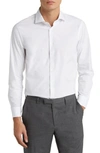 Nordstrom Trim Fit Stripe Tech-smart Coolmax® Non-iron Dress Shirt In Grey Silk - White Surrey Grid