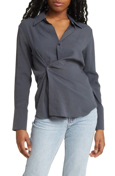 Topshop Conceptual Wrap Button-up Shirt In Grey