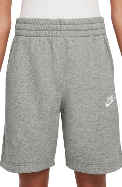 Nike Kids' Club Fleece Shorts In Grey Heather / Grey/ White