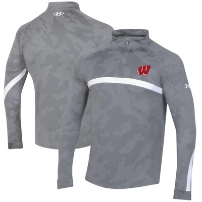 Under Armour Steel Wisconsin Badgers Game Day Camo Raglan Quarter-zip Top