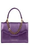 Liselle Kiss Meli Leather Top Handle Bag In Violet/ Silver