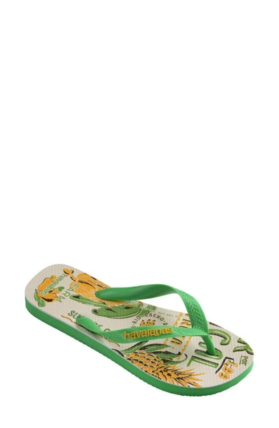 Havaianas X Farm Rio Tropical Fruits Flip Flop In Leaf Green