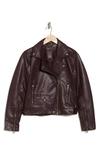 Blanknyc Faux Leather Moto Jacket In Burgundy