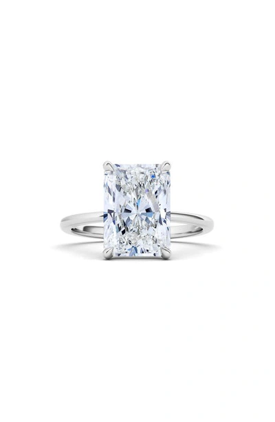 Hautecarat 18k White Gold Emerald Cut Diamond Engagement Ring