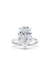 Hautecarat 18k White Gold Pear Diamond Engagement Ring