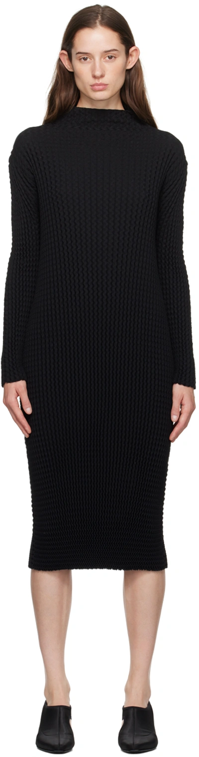 Issey Miyake Black Spongy Midi Dress In 15